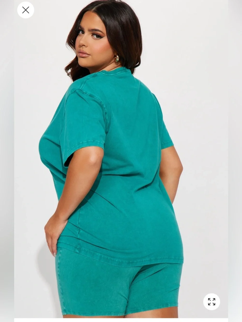Oversized Green Tee & Biker Shorts Lounge Set | Comfy Athleisure | Size 2x - Picture 2 of 3